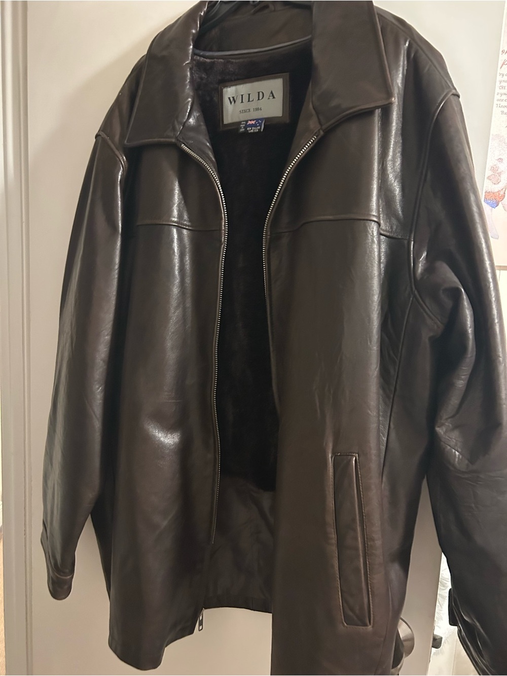 WILDA Men's Dark Brown Leather Trench Coat